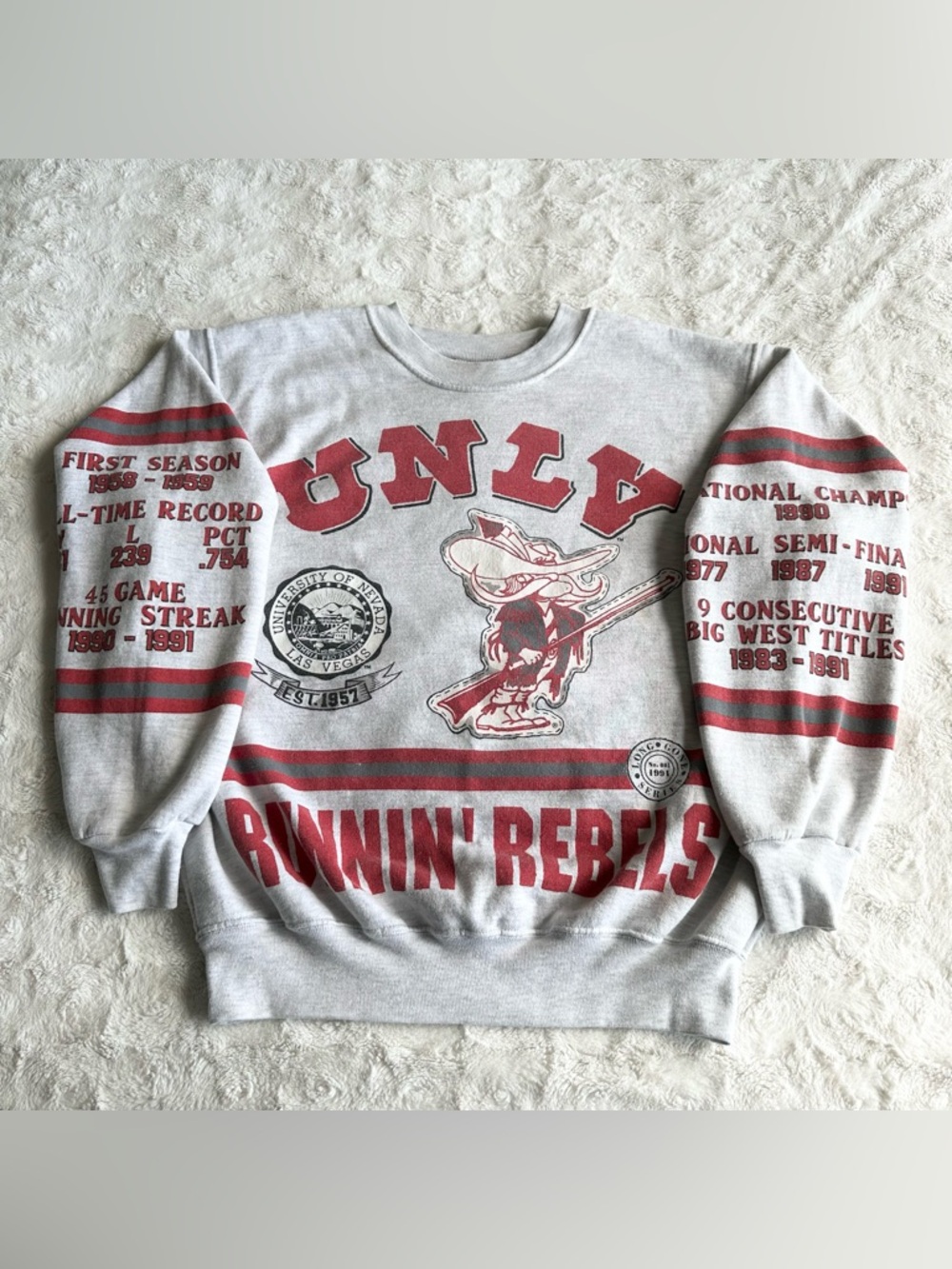 Vintage UNLV Crewneck Sweatshirt Mens Large AOP Basketball Runnin Rebels 90s USA